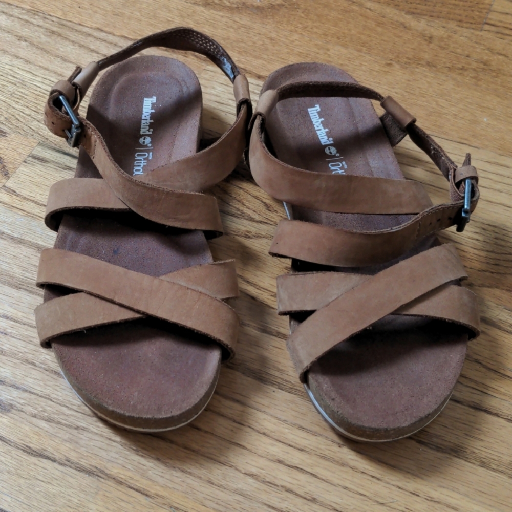 Timberland women's sandals brown leather/ suede US size 8W